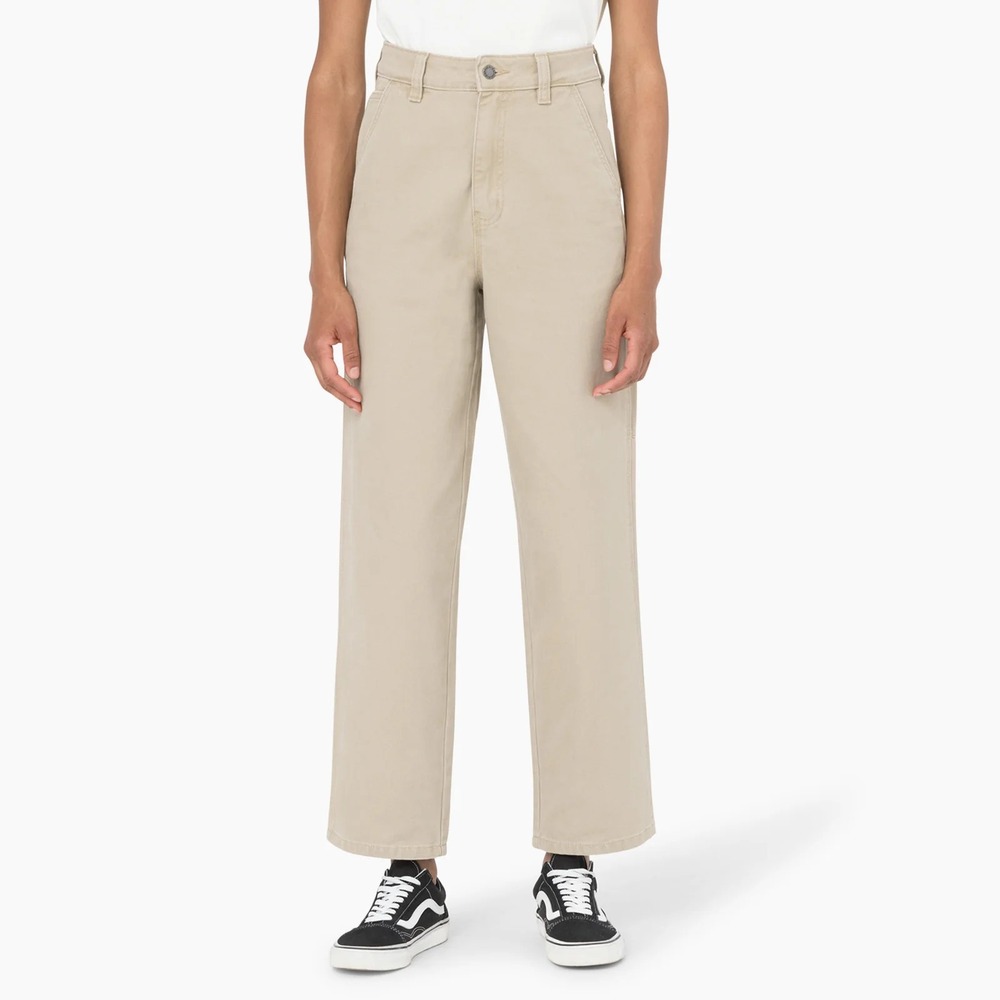 Dickies Pants Womens 0 Reg 24x28 High Rise Straight Brushed Duck Canvas Beige